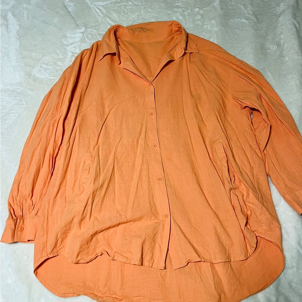Amazon Women's Orange Button-Up Top